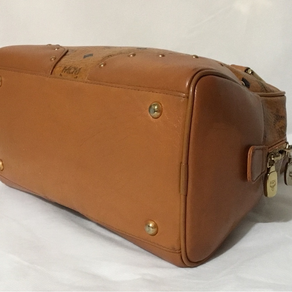 Authentic MCM Cognac Visetos Boston Bag With Dustbag - Picture 7 of 13